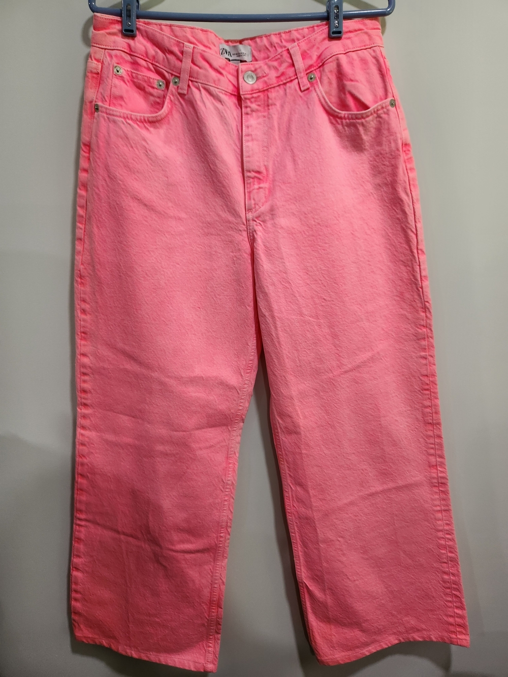 Zara Straight-Leg Jeans in Neon Pink